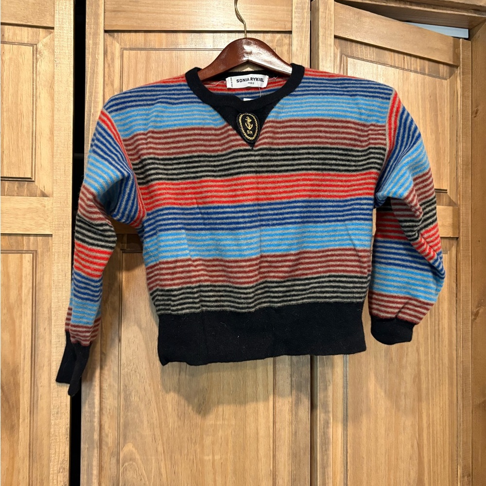 Sonia Rykiel Vibrant Crewneck Sweater Blue Red